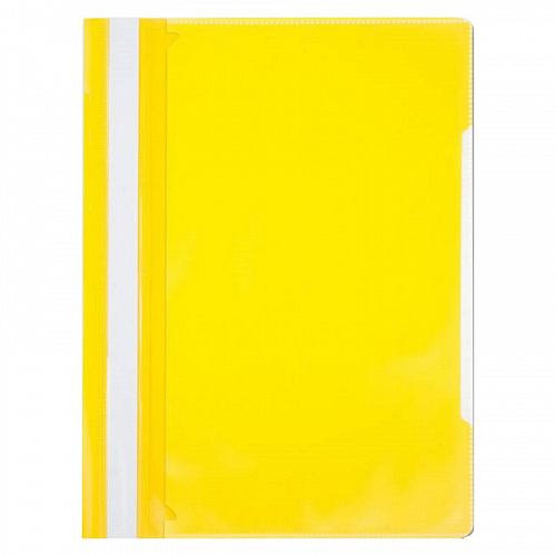 Скоросшиватель пластиковый А4 желтый, с карманом Бюрократ PS-K20YEL