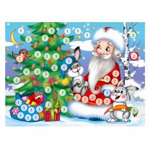 Мозаика из пуговиц Дед мороз А5 Рыжий кот М-7309