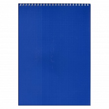 Блокнот А4  60л спираль клетка синий пластиковая обложка Полином, 11с14