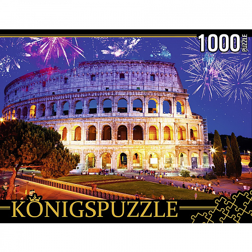 Пазлы  1000 элементов Италия Ночной Колизей 48,5х68,5см Königspuzzle Рыжий кот ГИК1000-8226