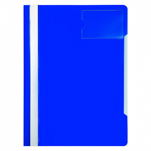 Скоросшиватель пластиковый А4 синий, карман для визитки Бюрократ PS-V20BLU