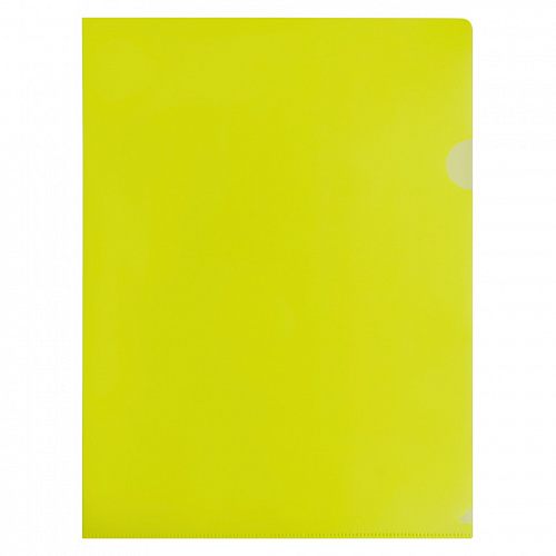 Папка-угол А4 пластик 0,18мм желтый Double Neon Бюрократ DNECYEL