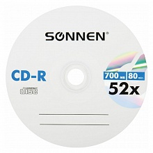 Диск CD-R 700MB 52x100 шт SONNEN (цена 1шт), 513533