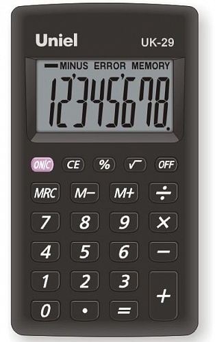Калькулятор карманный  8 разрядов UNIEL UK-29