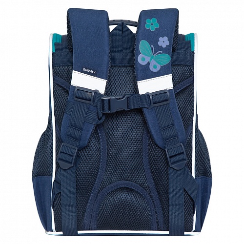 Рюкзак 25х33х13см темно-синий каркасный с мешком для обуви GRIZZLY RAm-184-3/1