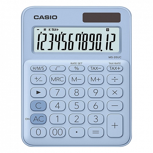 Калькулятор настольный 12 разрядов CASIO светло-голубой MS-20UC-LB-S-EC