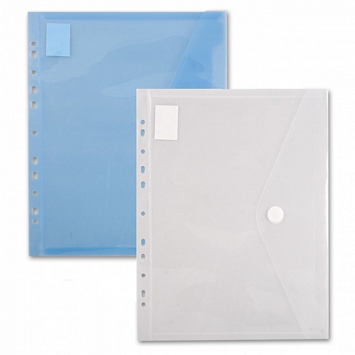 Папка-конверт с кнопкой А4 пластик 0,18мм с перфорацией ассорти Бюрократ РК880