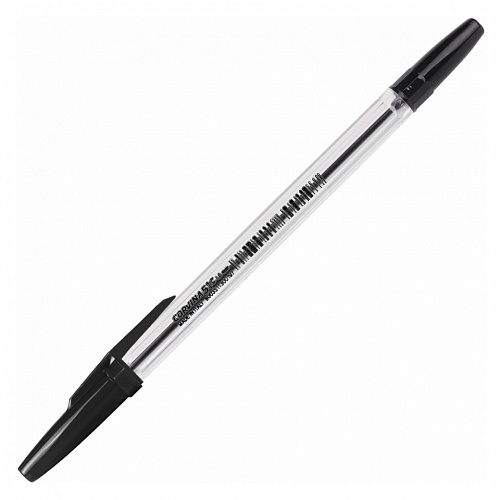 Ручка шариковая 1мм черный стержень масляная основа прозрачный корпус Corvina 40163/01