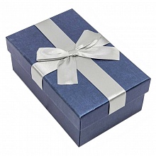 Коробка подарочная прямоугольная  16х10х6,2см с бантом Синяя OMG 720690/3