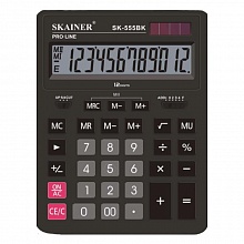 Калькулятор настольный 12 разрядов черный SKAINER SK-555BK