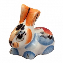 Сувенир Кролик Беляк цветной 7х6см гжель