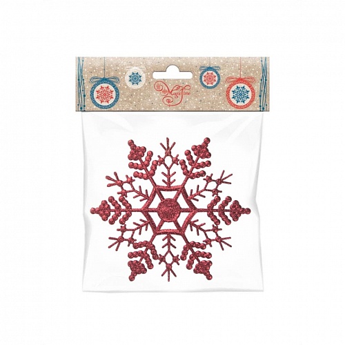 Украшение елочное Снежинка-паутинка красная Феникс-Презент, 77914