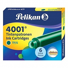 Капсулы для перьевых ручек PELIKAN INK 4001 TP/6 т-зеленый короткие набор 6шт(цена за шт.) PL300087