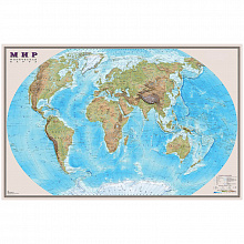 Карта Мира Физическая масштаб 1:25м ламинированная 640