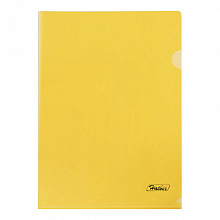 Папка-угол А4 пластик 180мкм тонированная желтая Hatber, AG4_00105, 040033