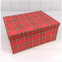 Коробка подарочная прямоугольная  30х22,8х13,3см Клетка красная OMG 721604/500