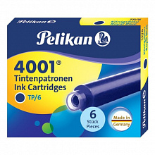 Капсулы для перьевых ручек PELIKAN Royal Blue INK 4001 TP/6 короткие набор 6шт(цена за шт.) PL301176
