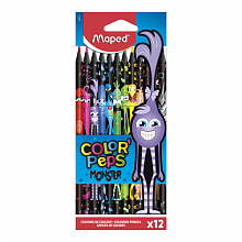 Карандаши пластиковые  24 цв трехгранные MAPED Color Peps Monster 862624