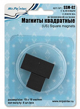 Магниты квадратные 19х19мм 6шт., с клеевым слоем на вспененной основе, Mr.Painter, SSM-02