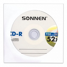 Диск CD-R 700MB 52x бумажный конверт SONNEN, 512573