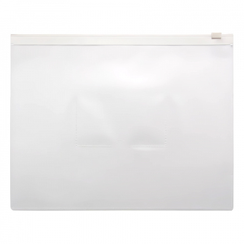 Папка-конверт на молнии А5 0,15мм белый пластик, карман для визитки Бюрократ BPM5AWT
