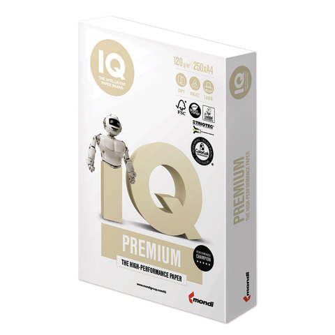 Бумага для офисной техники IQ Premium А4 120г/м2 250л класс А+ белизна 170% 