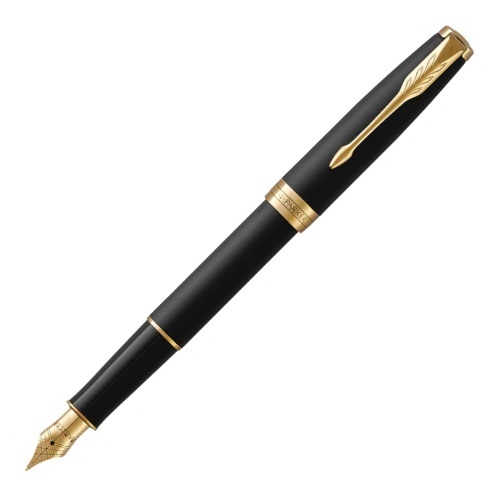 Ручка перьевая 0,8мм синие чернила PARKER Sonnet Core Matte Black GT F 1931516/F528