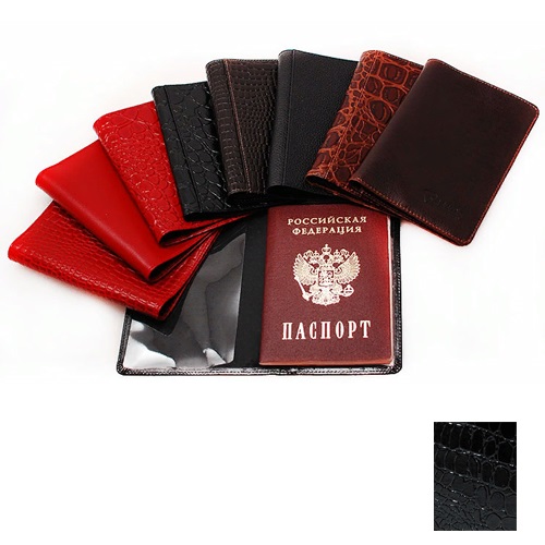 Обложка для паспорта кожа черный Grand 02-002-3213