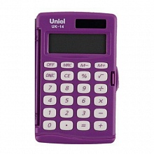 Калькулятор карманный  8 разрядов UNIEL UK-14L с боковой крышкой, пурпурный