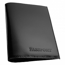 Обложка для паспорта из натуральной кожи черная Вектор Rizzo, ОП-104-1110