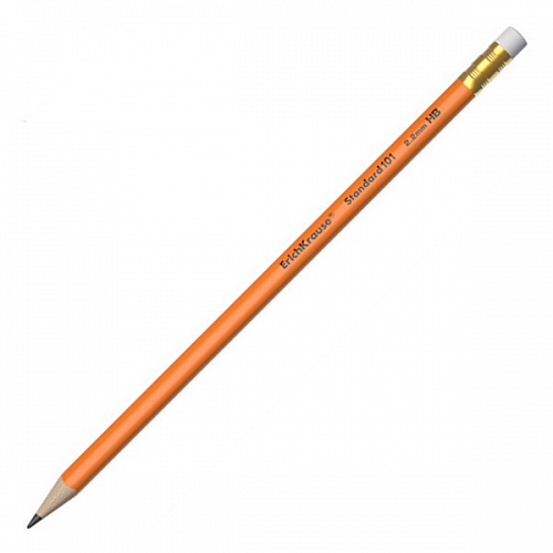 Карандаш пластиковый чернографитный HB с ластиком трехгранный Standard 101 Orange Erich Krause,55264