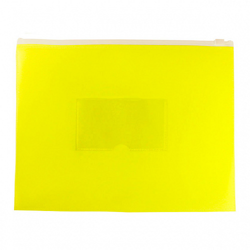 Папка-конверт на молнии А5 желтый, карман для визиток Бюрократ Double Neon DNEBPM5AYEL