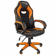 Кресло геймерское Chairman Game 16 экокожа оранжевая + ткань черная, TW-11