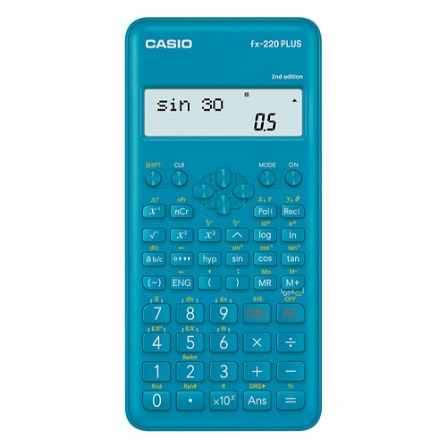 Калькулятор инженерный 10+2 разряда CASIO 181 функция, голубой FX-220PLUS-2-W-ET