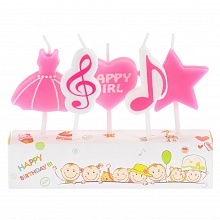 Набор свечей для торта  5шт Музыкальный праздник для девочки MILAND, С-2999