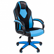 Кресло геймерское Chairman Game 17 экокожа голубая + ткань черная, TW-11
