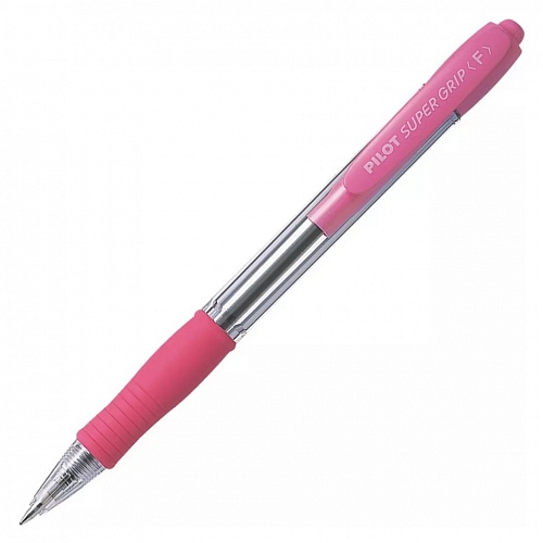 Ручка шариковая автоматическая 0,7мм синий стержень масляная основа розовый корпус PILOT Super Grip BPGP-10R-F