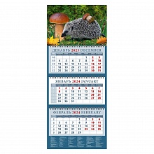 Календарь  2024 год квартальный Ежик с грибом День за Днем, 14462