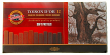 Пастель 12 цв. Koh-I-Noor TOISON D`OR сухая, проф., коричневые тона, 8592/BR