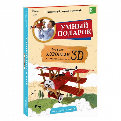 Конструктор картонный 3D Аэроплан +книга ГЕОДОМ 9785906964090