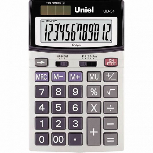 Калькулятор настольный 12 разрядов UNIEL UD-34,170х110