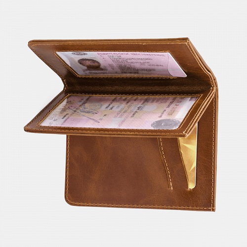Бумажник водителя из натуральной кожи светло-коричневый Вектор Mitto, ОВД-228-1926