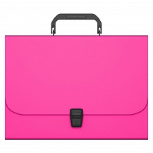 Портфель пластиковый А4 розовый Matt Neon Erich Krause, 50451