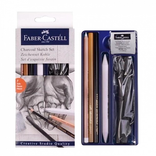 Набор угля и угольных карандашей Faber-Castell Charcoal Sketch 7 предметов, 114002