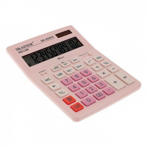 Калькулятор настольный 12 разрядов розовый SKAINER SK-555PK