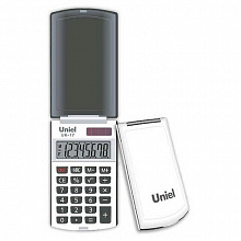 Калькулятор карманный  8 разрядов UNIEL UK-17W с вертикальной крышкой, белый