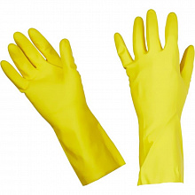 Перчатки латексные размер S с х/б напылением желтые EuroHouse, 3700