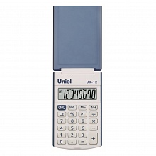 Калькулятор карманный  8 разрядов UNIEL UK-12 с крышкой голубой, UK-12B