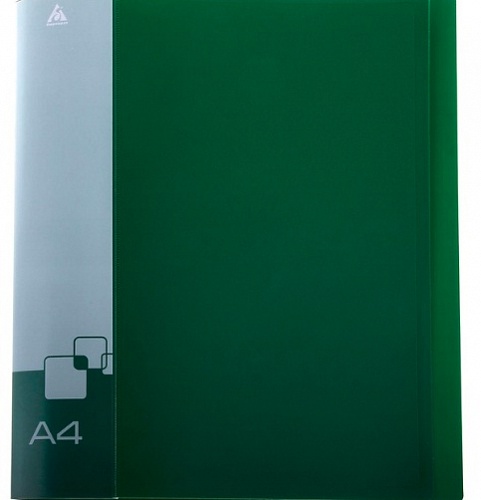 Папка на 2 кольца А4 пластик 25мм внутренний карман зеленая Hatber Standart, 2АВ4_00107